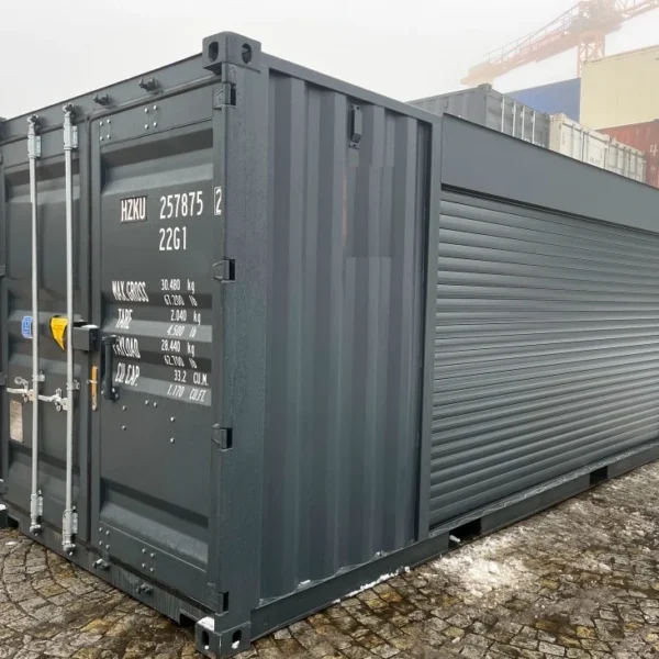 20-Fuß-Container mit Rolladen und Eingangstür RAL 7016